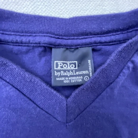 Polo Ralph Lauren Shirt Mens LARGE Purple V-Neck RED Pony Logo T-Shirt Casual - Picture 2 of 13